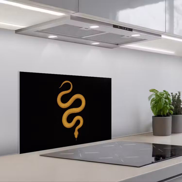 Spatscherm keuken - Slang - Minimalistisch - Goud — 5