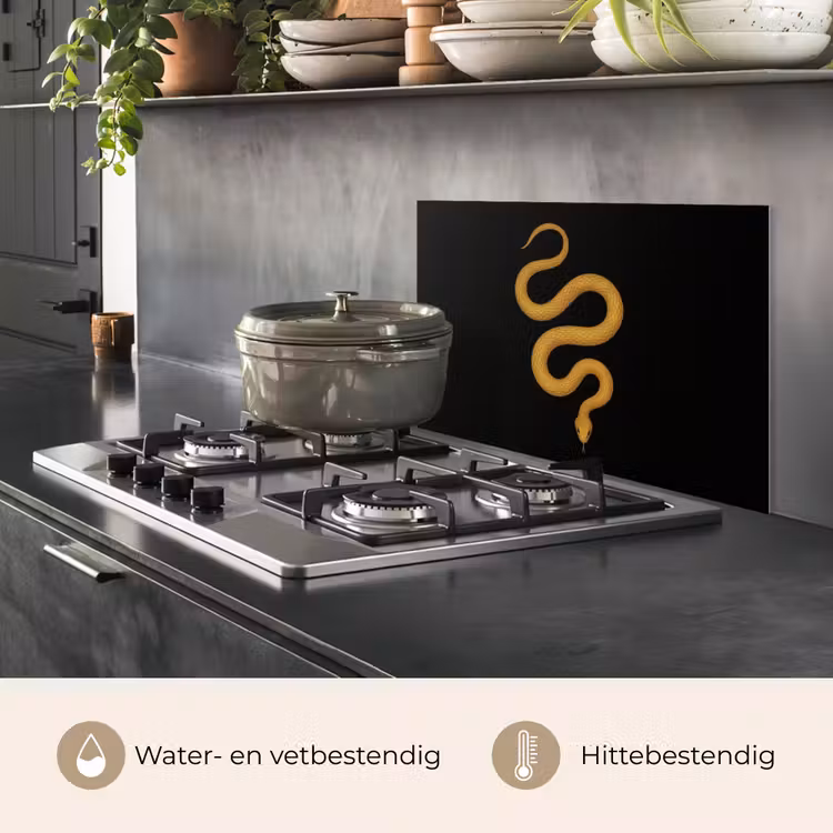 Spatscherm keuken - Slang - Minimalistisch - Goud — 7
