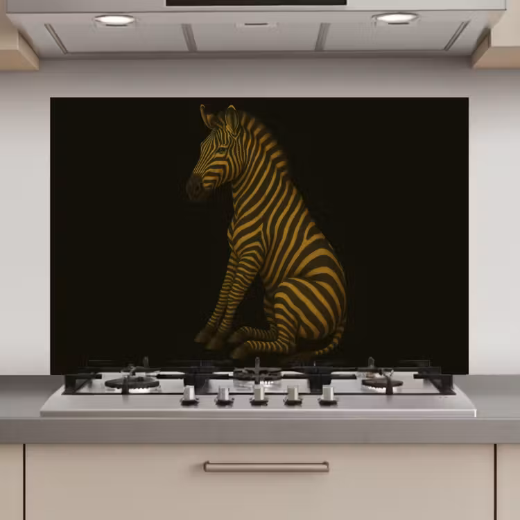 Spatscherm keuken - Zebra - Strepen - Goud — 1