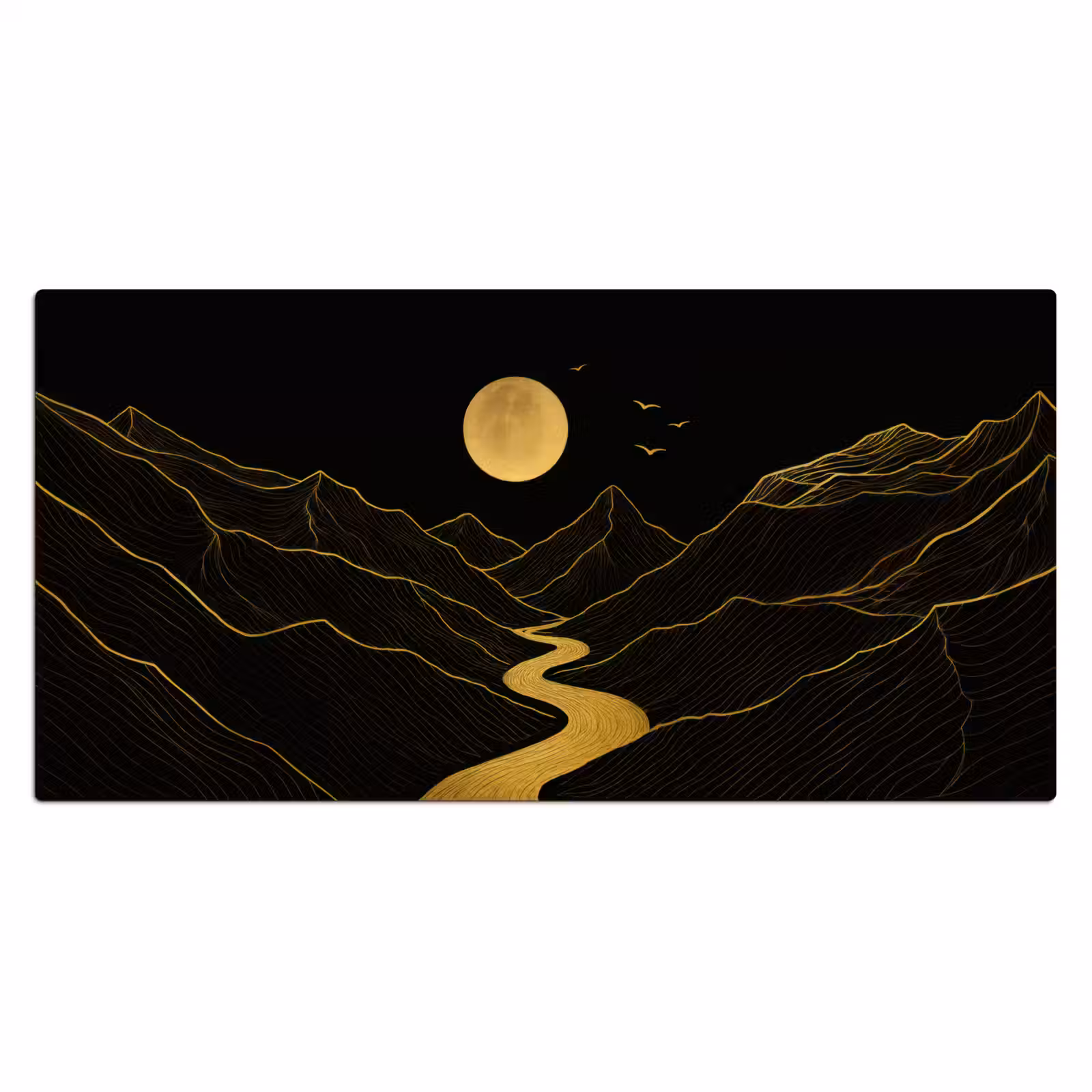 Bureau onderlegger - Rivier - Goud - Maan - Vogels — 1