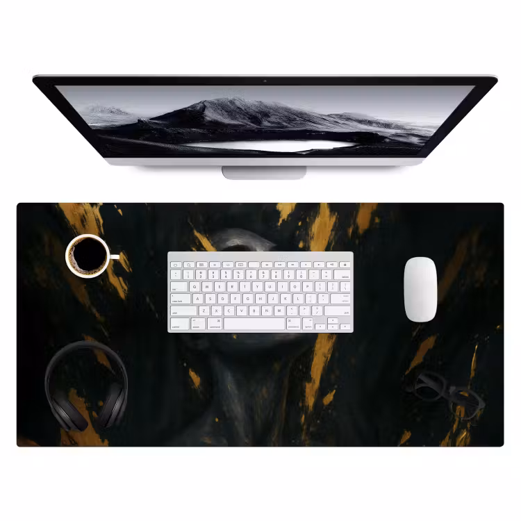 Bureau onderlegger - Gezicht - Vrouw - Verfspatten - Abstract — 3