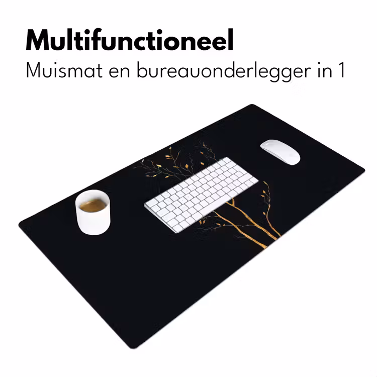 Bureau onderlegger - Takken - Blaadjes - Zwart — 6