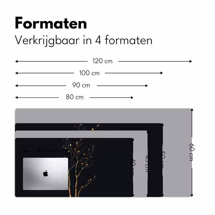 Bureau onderlegger - Takken - Blaadjes - Zwart — 7