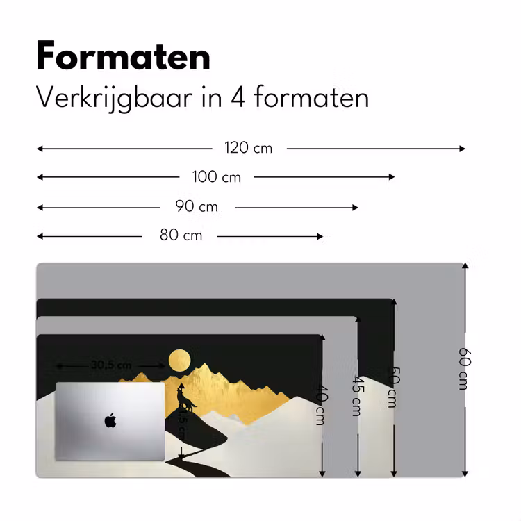 Bureau onderlegger - Wolf - Bergen - Maan - Zwart — 7