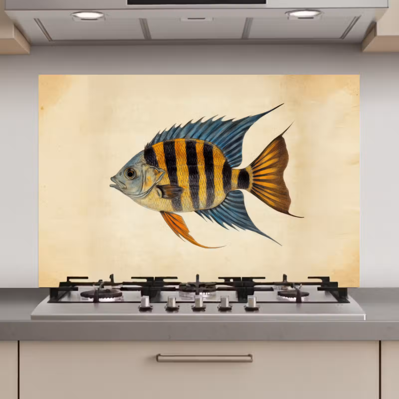 Spatscherm keuken - Vis - Tropisch - Strepen - Vinnen — 1