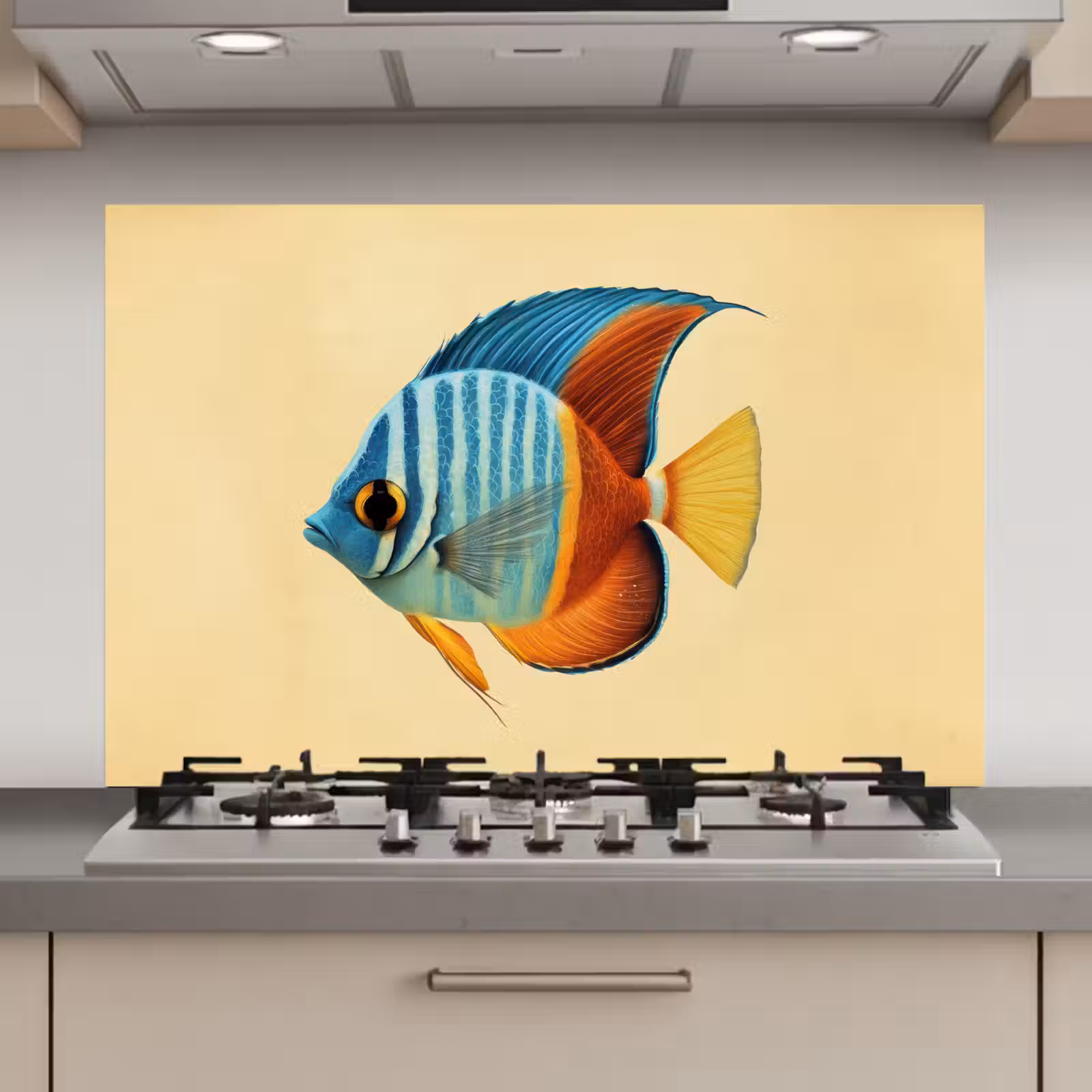 Spatscherm keuken - Vis - Vinnen - Blauw - Ogen — 1