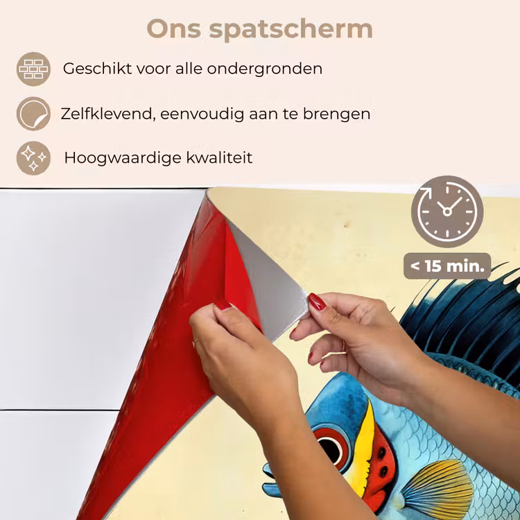 Spatscherm keuken - Blauw - Kieuwen - Vis - Illustratie — 4