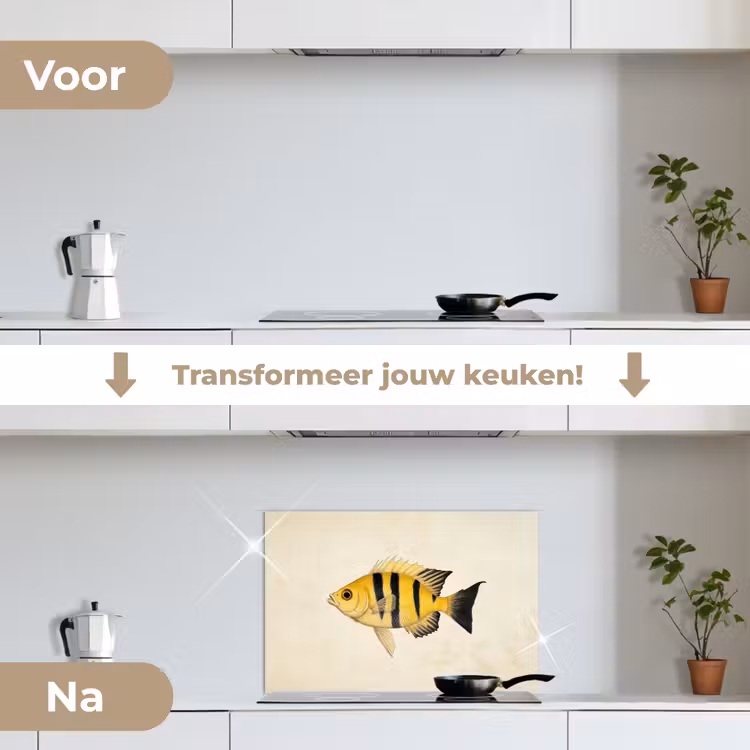 Spatscherm keuken - Geel - Vis - Strepen - Tropisch — 3