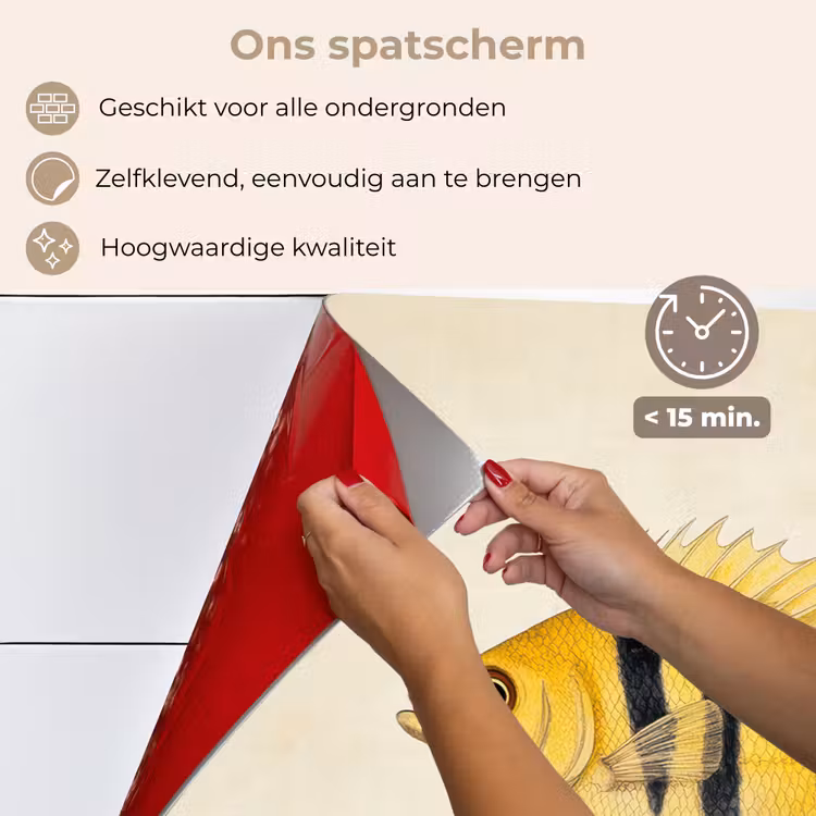 Spatscherm keuken - Geel - Vis - Strepen - Tropisch — 4