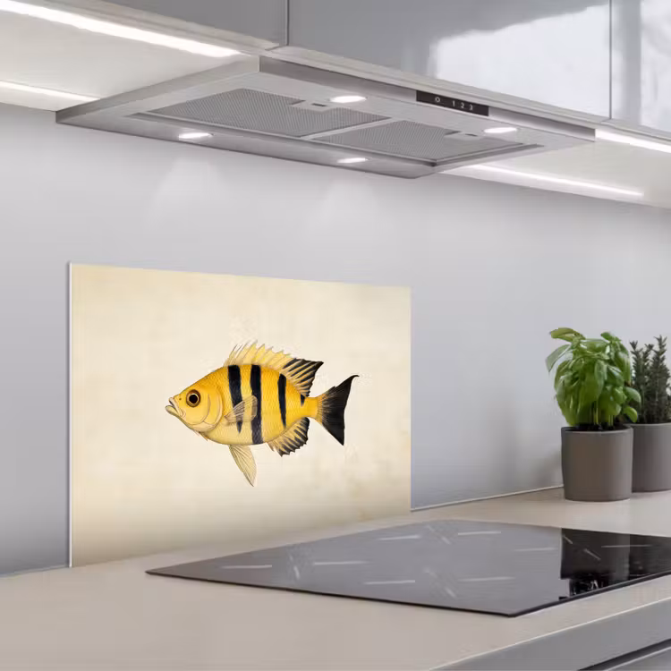 Spatscherm keuken - Geel - Vis - Strepen - Tropisch — 5