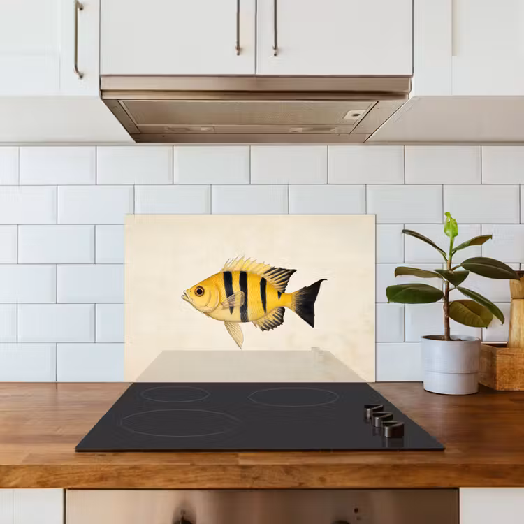 Spatscherm keuken - Geel - Vis - Strepen - Tropisch — 6