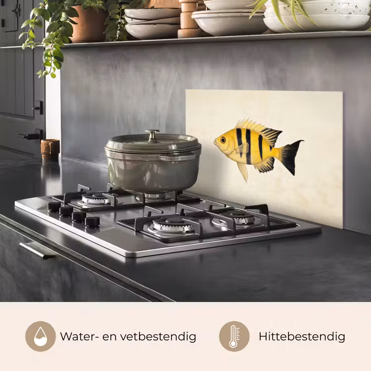 Spatscherm keuken - Geel - Vis - Strepen - Tropisch — 7