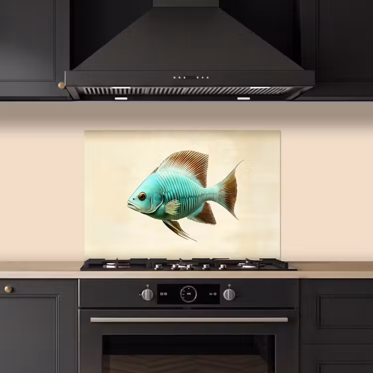 Spatscherm keuken - Schubben - Vis - Mint - Minimalistisch — 2
