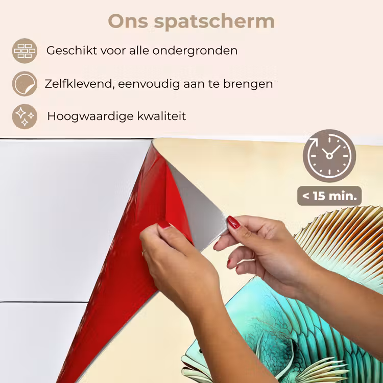Spatscherm keuken - Schubben - Vis - Mint - Minimalistisch — 4