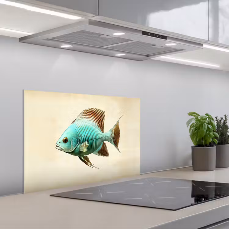 Spatscherm keuken - Schubben - Vis - Mint - Minimalistisch — 5