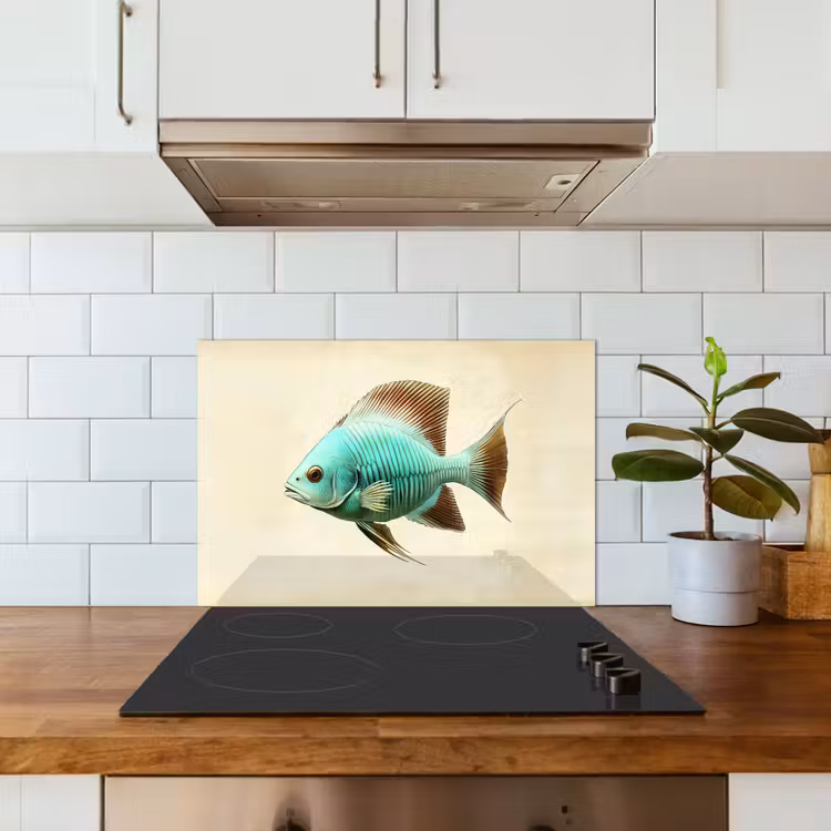 Spatscherm keuken - Schubben - Vis - Mint - Minimalistisch — 6