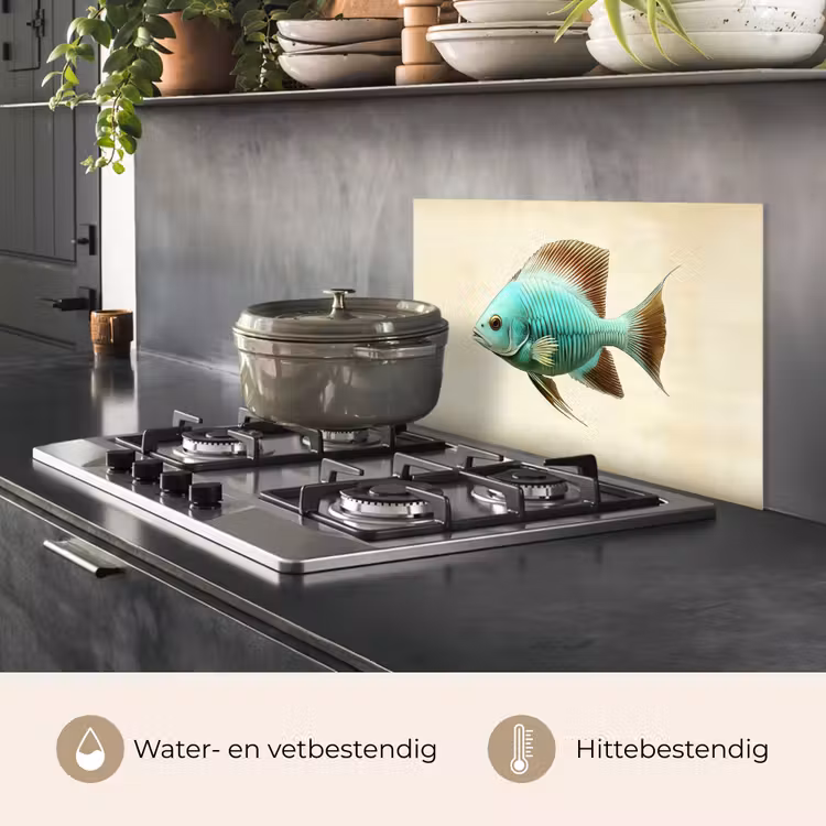 Spatscherm keuken - Schubben - Vis - Mint - Minimalistisch — 7