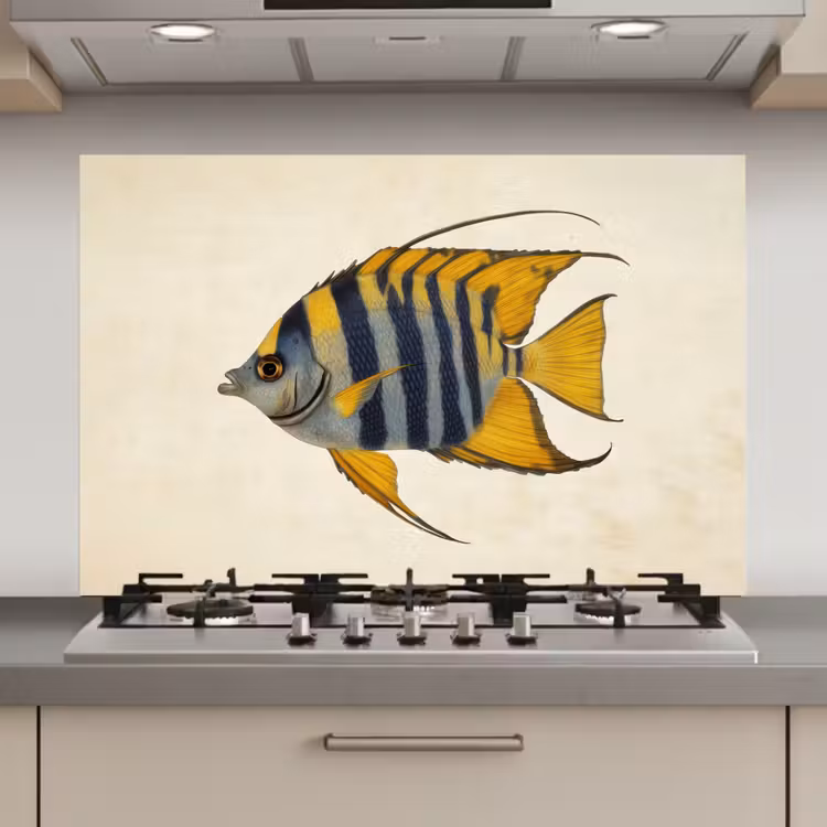 Spatscherm keuken - Vis - Sierlijk - Vinnen - Illustratie — 1