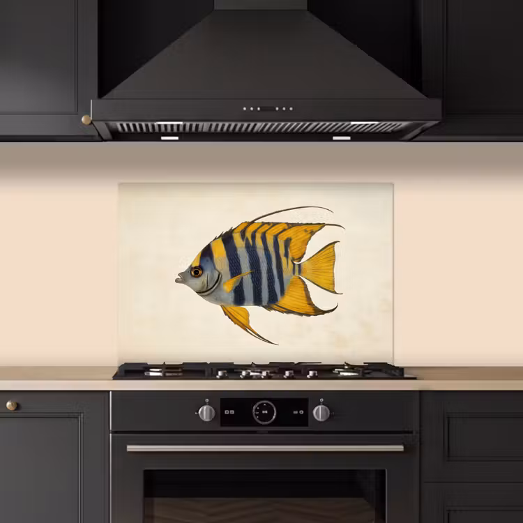 Spatscherm keuken - Vis - Sierlijk - Vinnen - Illustratie — 2