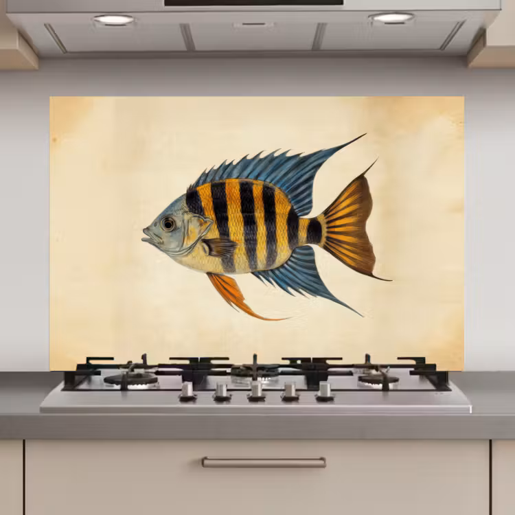 Spatscherm keuken - Vis - Tropisch - Strepen - Vinnen — 1