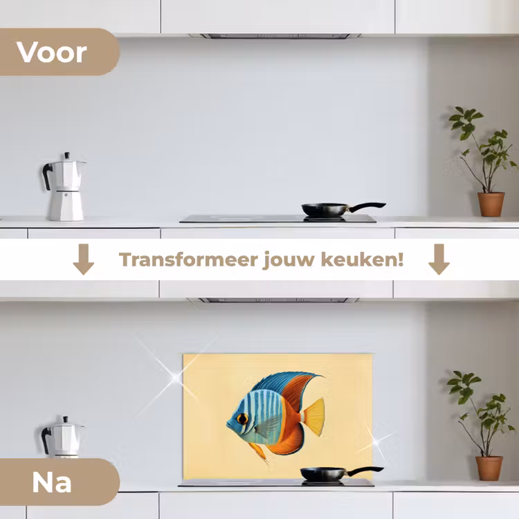 Spatscherm keuken - Vis - Vinnen - Blauw - Ogen — 3