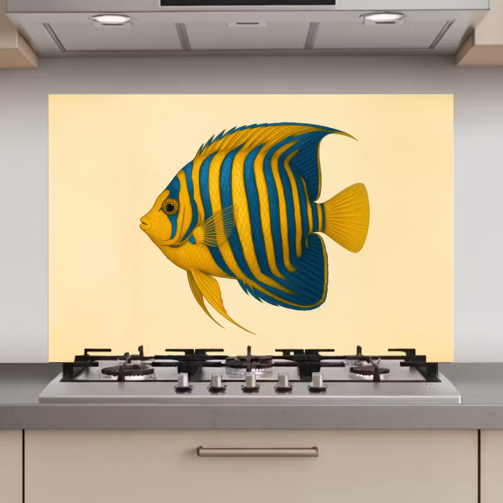 Spatscherm keuken - Felgeel - Vis - Strepen - Vinnen — 1