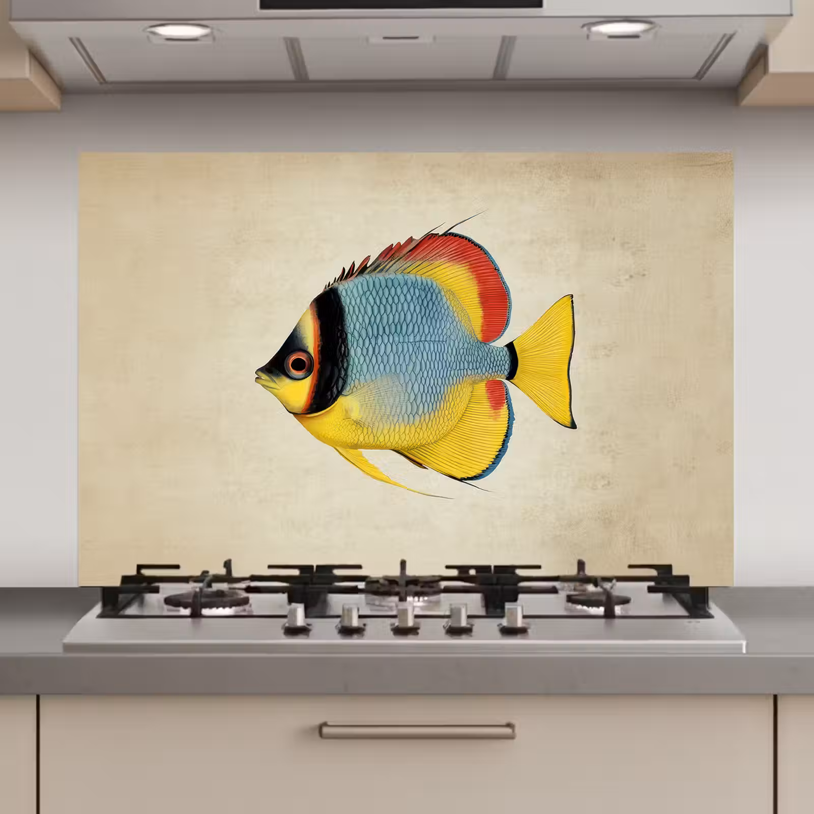 Spatscherm keuken - Kleurrijk - Vis - Schubben - Illustratie — 1