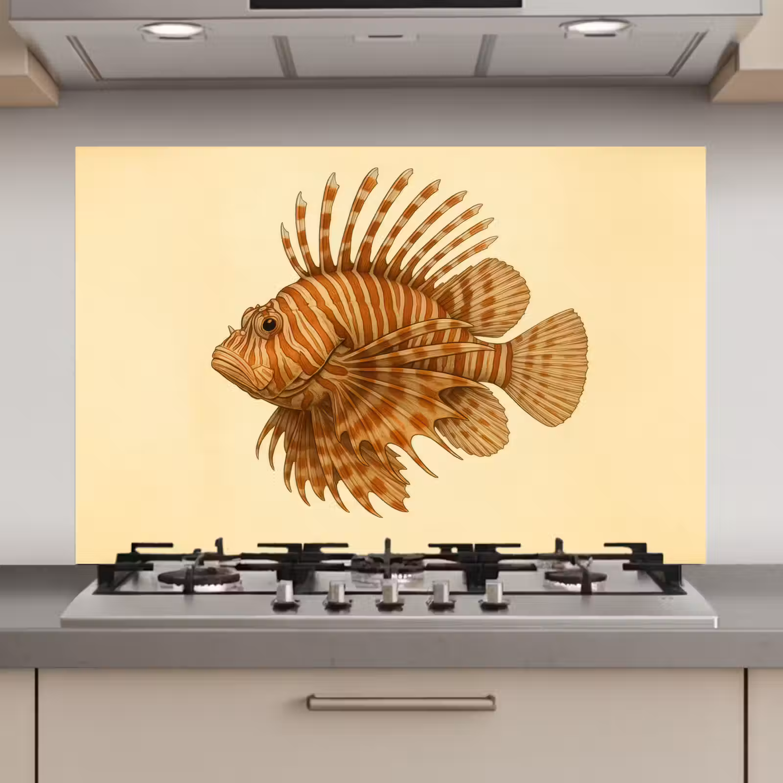 Spatscherm keuken - Strepen - Vis - Rond - Stekels — 1