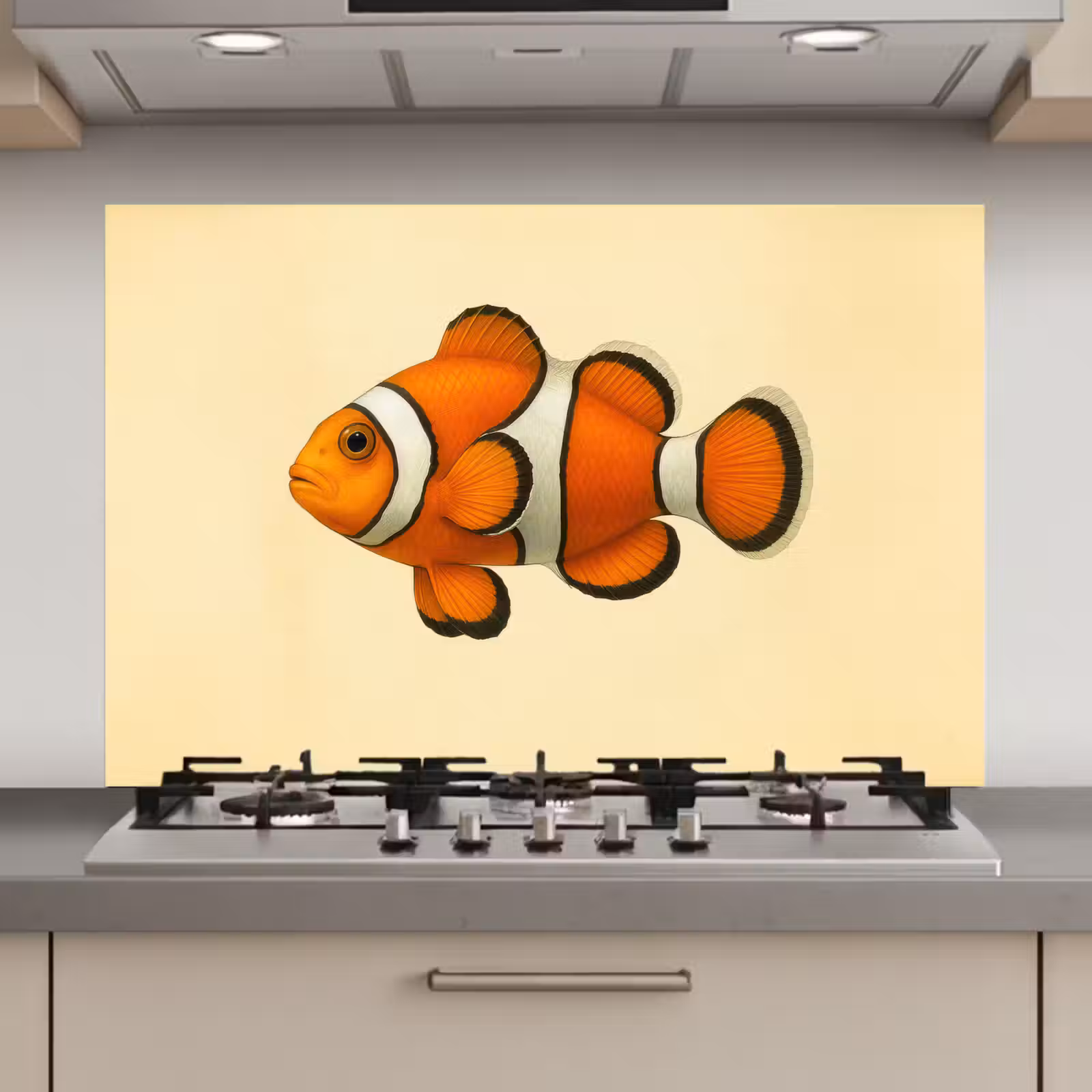 Spatscherm keuken - Vis - Oranje - Strepen — 1