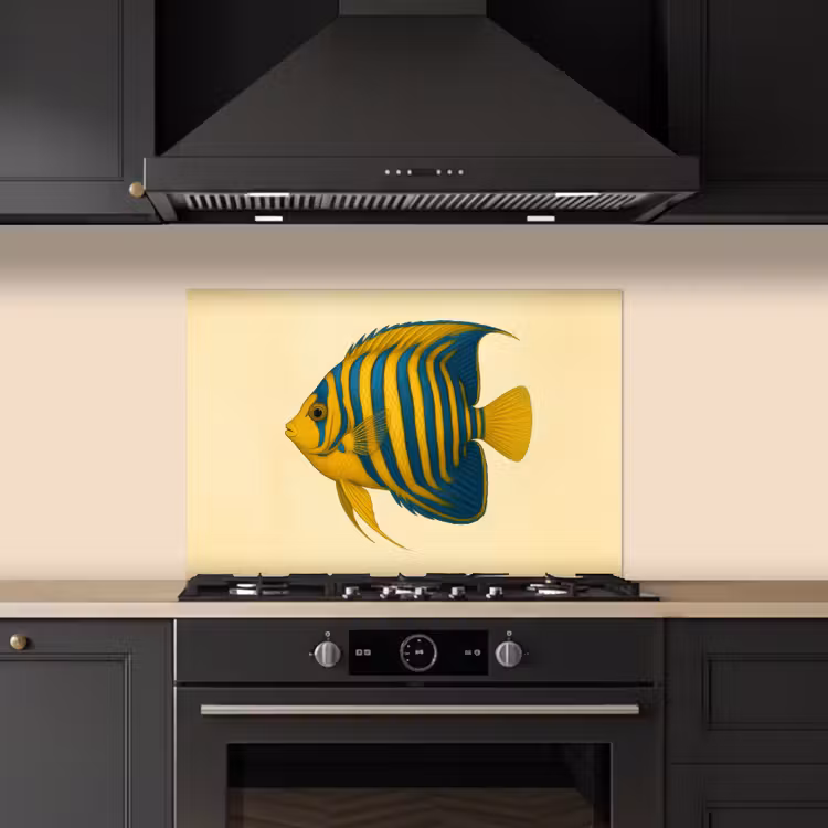 Spatscherm keuken - Felgeel - Vis - Strepen - Vinnen — 2