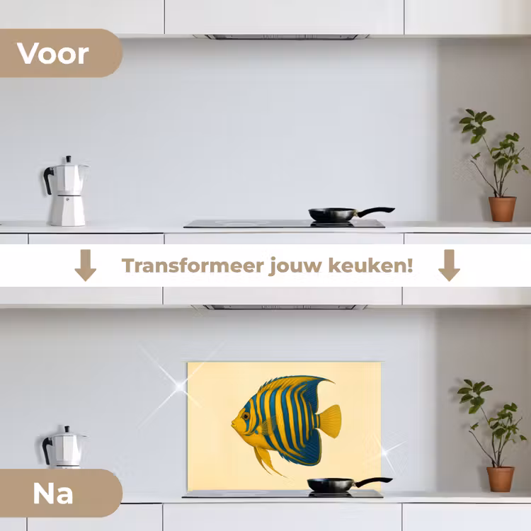 Spatscherm keuken - Felgeel - Vis - Strepen - Vinnen — 3
