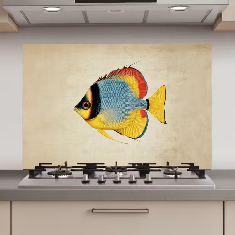Spatscherm keuken - Kleurrijk - Vis - Schubben - Illustratie — 1