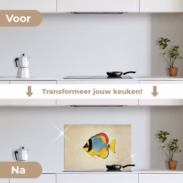 Spatscherm keuken - Kleurrijk - Vis - Schubben - Illustratie — 3