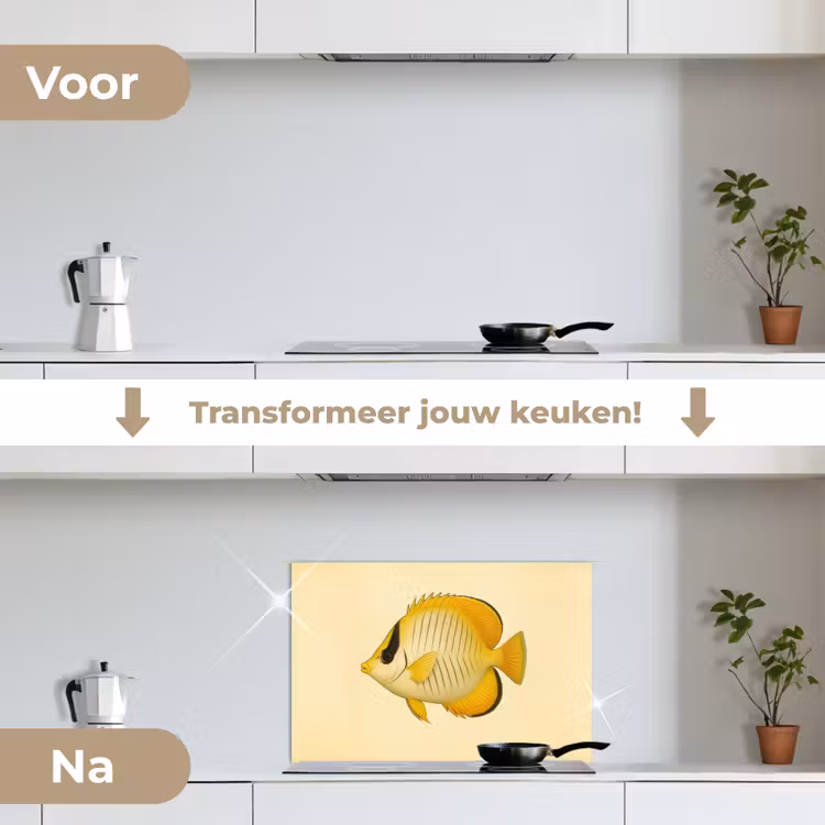 Spatscherm keuken - Ovaal - Vis - Geel - Schubben — 3