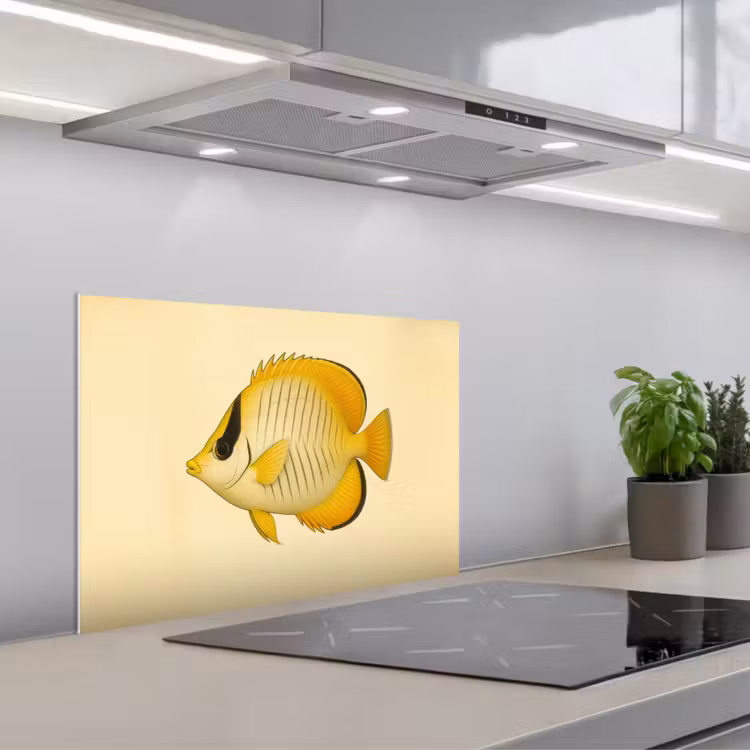 Spatscherm keuken - Ovaal - Vis - Geel - Schubben — 5