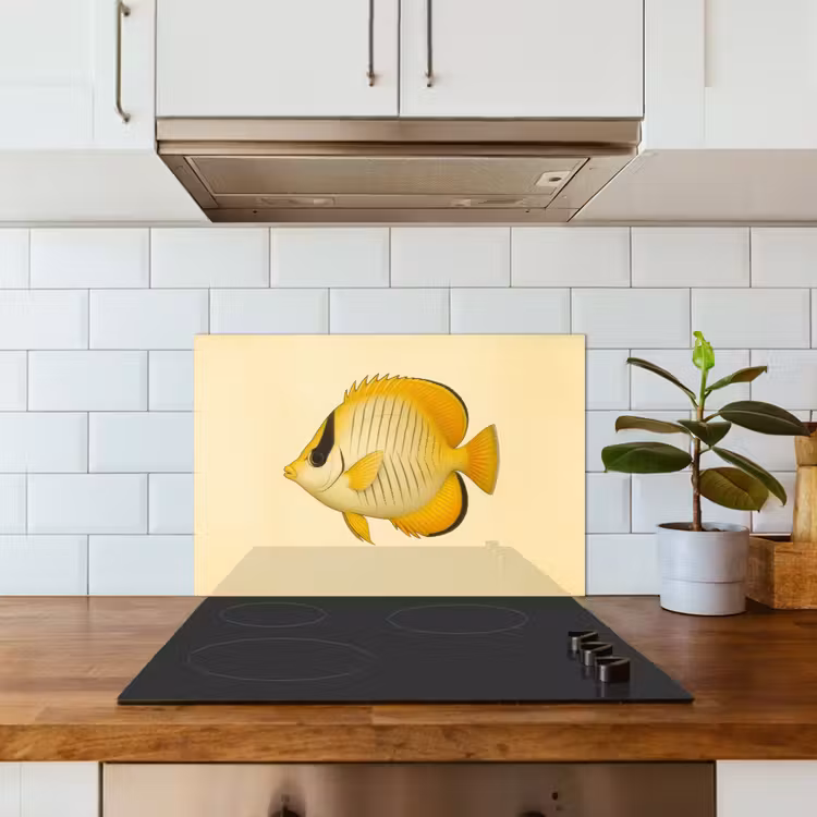 Spatscherm keuken - Ovaal - Vis - Geel - Schubben — 6