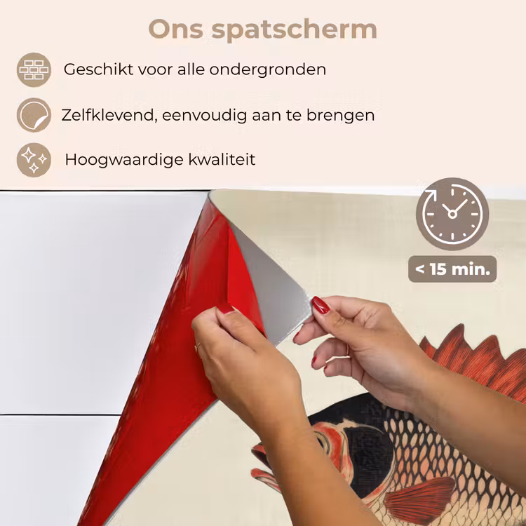 Spatscherm keuken - Schubben - Rood - Vis - Vinnen — 4