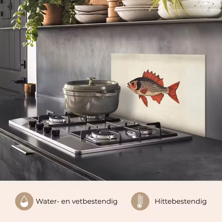 Spatscherm keuken - Schubben - Rood - Vis - Vinnen — 7