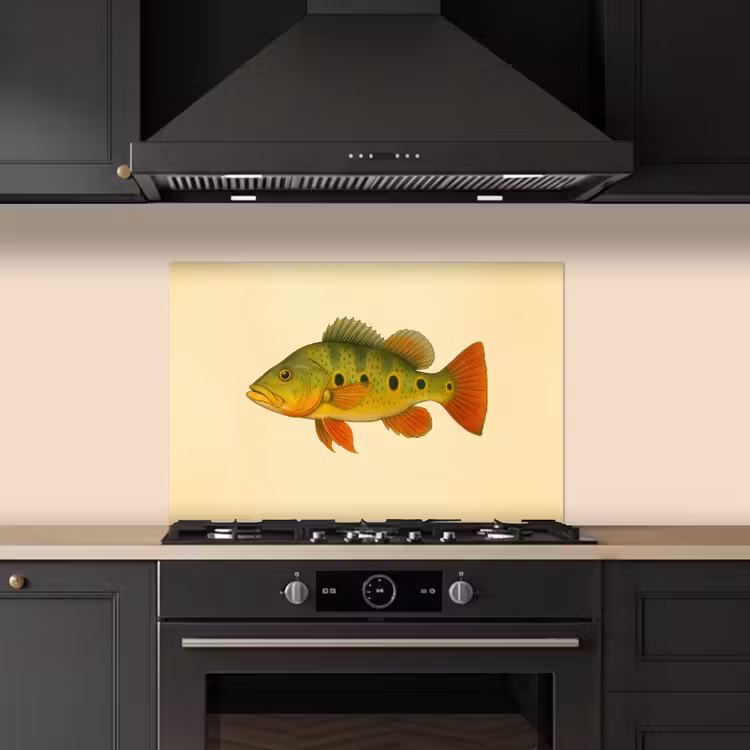 Spatscherm keuken - Schubben - Vis - Groen - Illustratie — 2