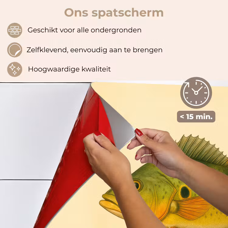 Spatscherm keuken - Schubben - Vis - Groen - Illustratie — 4