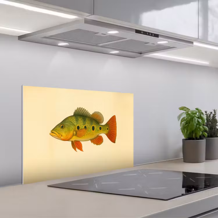 Spatscherm keuken - Schubben - Vis - Groen - Illustratie — 5