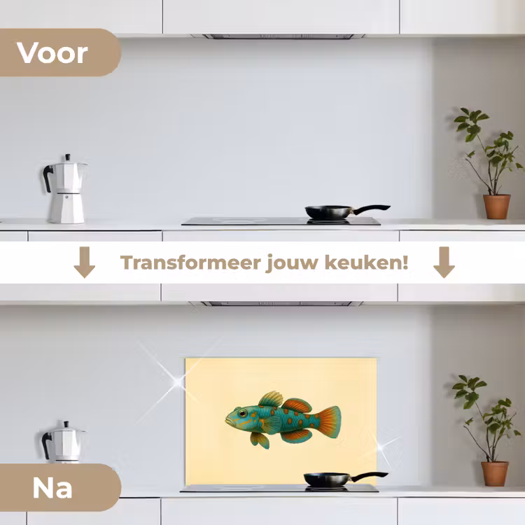 Spatscherm keuken - Vis - Blauw - Stippen - Schubben — 3