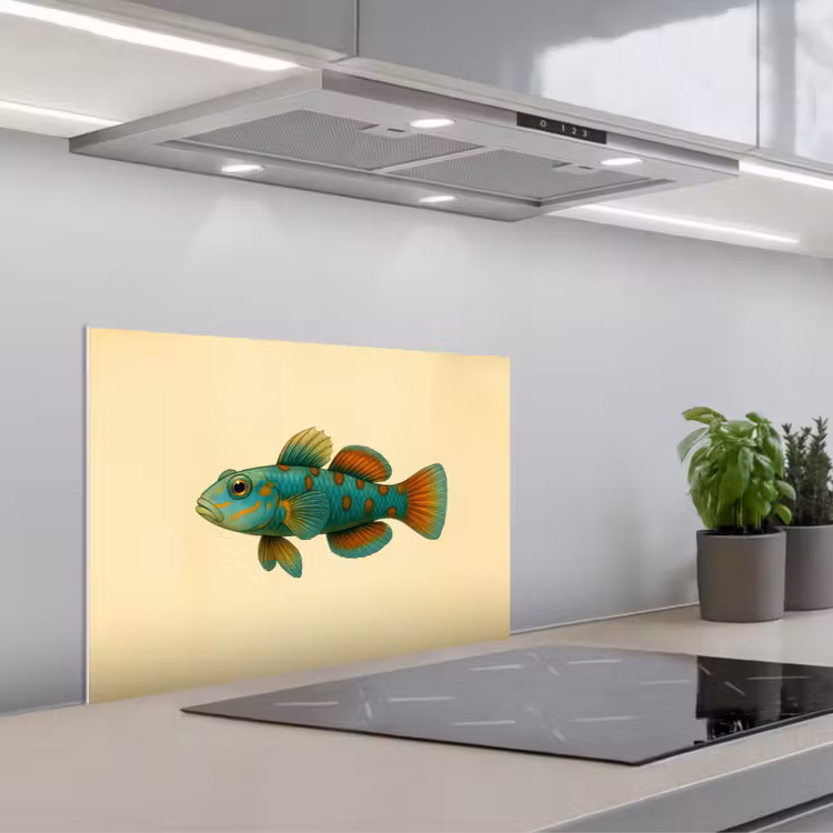 Spatscherm keuken - Vis - Blauw - Stippen - Schubben — 5