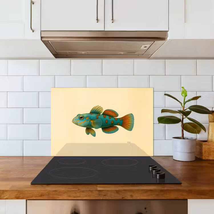 Spatscherm keuken - Vis - Blauw - Stippen - Schubben — 6