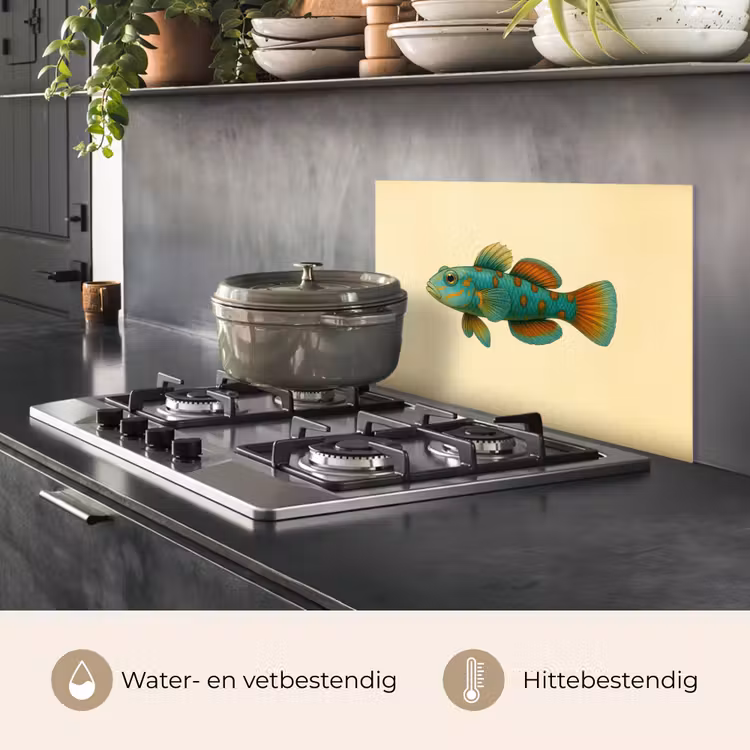 Spatscherm keuken - Vis - Blauw - Stippen - Schubben — 7