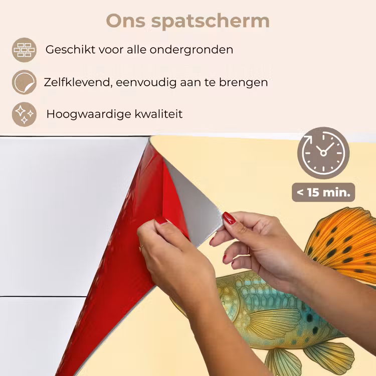 Spatscherm keuken - Vis - illustratie - Stippen - Oranje — 4