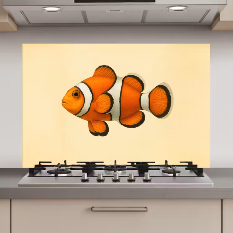 Spatscherm keuken - Vis - Oranje - Strepen — 1