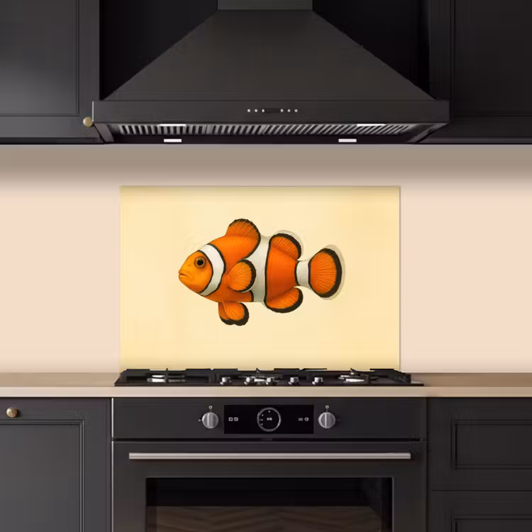 Spatscherm keuken - Vis - Oranje - Strepen — 2