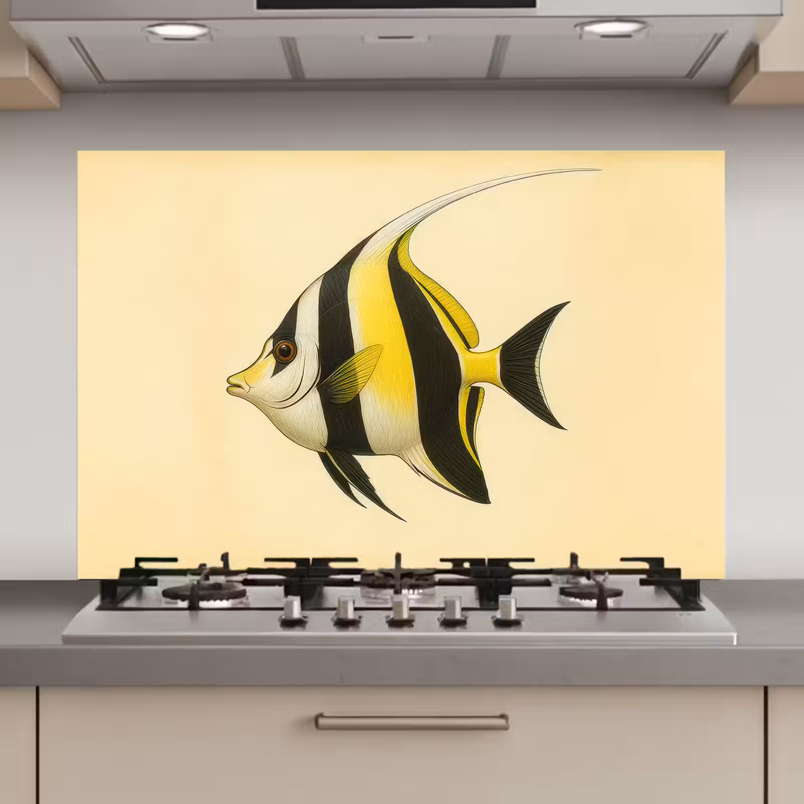 Spatscherm keuken - Vis - Sierlijk - Rugvin - Geel — 1