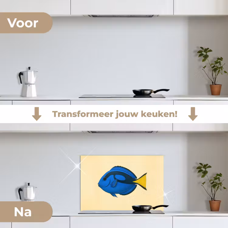 Spatscherm keuken - Blauw - Dory - Vis - Staartvin — 3